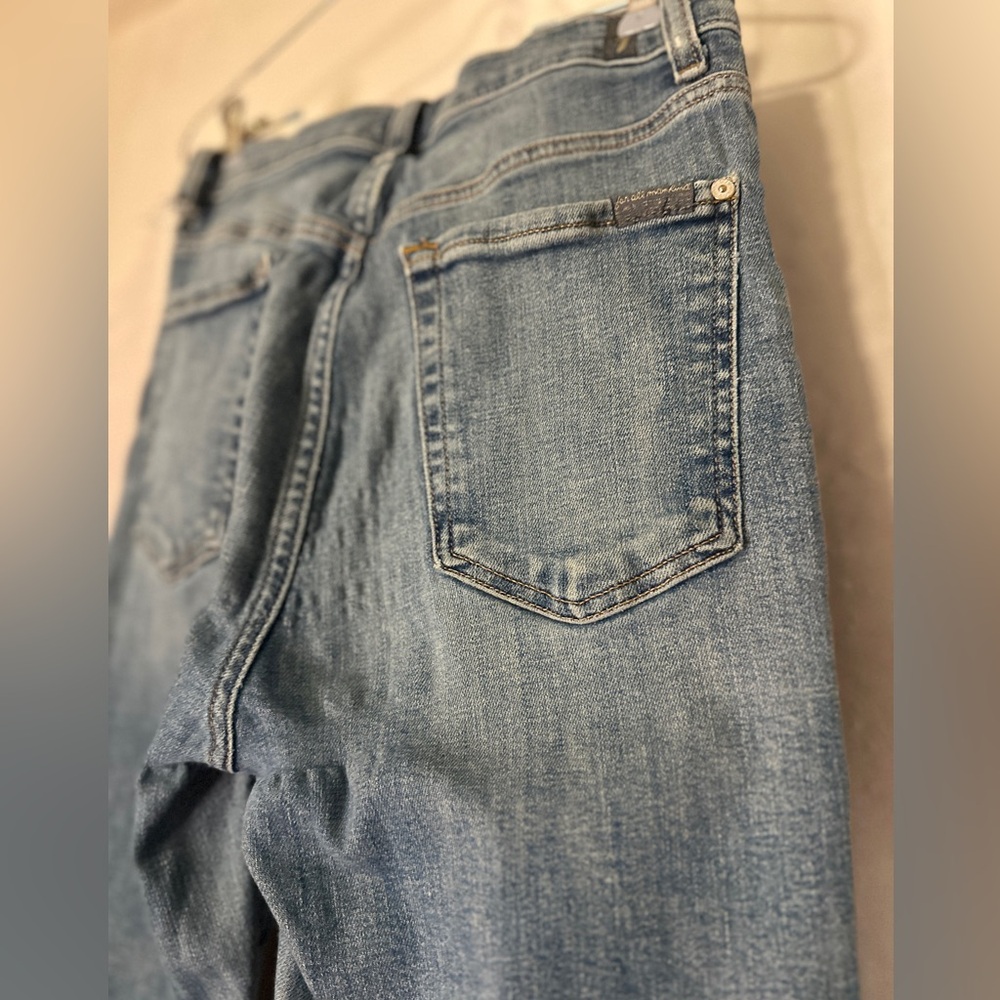 7 FOR ALL MANKIND Alexa Cropped High Waisted Straight Leg Vintage Wash Womens 28 - Picture 8 of 15